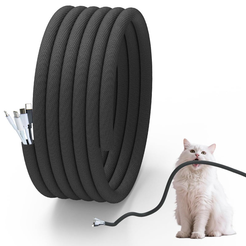 Cacovedo Cord Protector from Pets no Chew, 20FT-1/2inch Cord Managment Cable and Wire Protector from Rabbits, Cats and Other Pets Black - Image 1